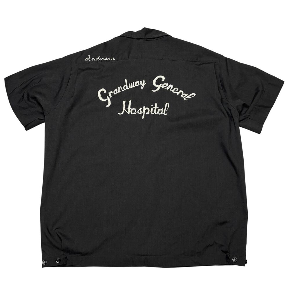 Vintage 60s Dunbrooke Bowling Shirt Button Up Loop Collar Men's M Chain Stitch